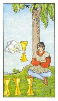 Four of Cups Tarot card in Universal Waite Tarot deck