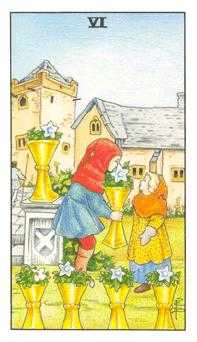 Six of Cups Tarot card in Universal Waite Tarot deck