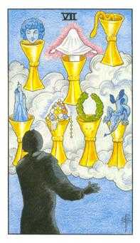 Seven of Cups Tarot card in Universal Waite Tarot deck