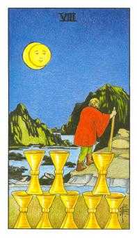 Eight of Cups Tarot card in Universal Waite Tarot deck