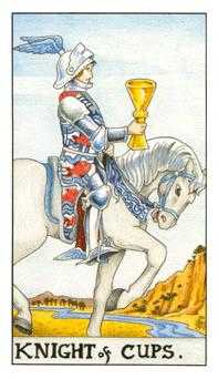 Knight of Cups Tarot card in Universal Waite Tarot deck