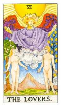 The Lovers Tarot card in Universal Waite Tarot deck