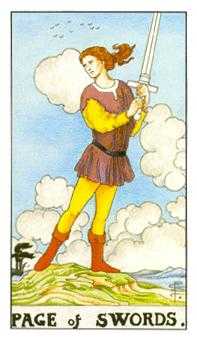 Page of Swords Tarot card in Universal Waite Tarot deck