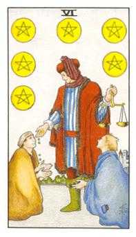 Six of Coins Tarot Card - Universal Waite Tarot Deck