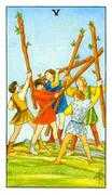 Five of Wands Tarot card in Universal Waite Tarot deck