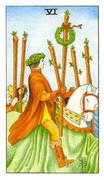 Six of Wands Tarot card in Universal Waite deck