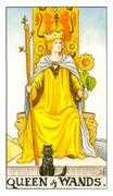 Queen of Wands Tarot card in Universal Waite deck