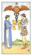 Two of Cups Tarot card in Universal Waite Tarot deck