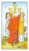 Three of Cups Tarot card in Universal Waite Tarot deck