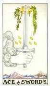 Ace of Swords Tarot card in Universal Waite deck