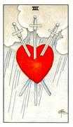 Three of Swords Tarot card in Universal Waite deck