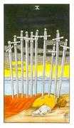 Ten of Swords Tarot card in Universal Waite deck