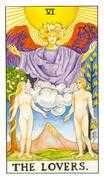 The Lovers Tarot card in Universal Waite deck