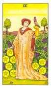 Nine of Coins Tarot card in Universal Waite deck