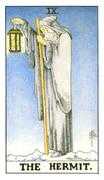 The Hermit Tarot card in Universal Waite deck