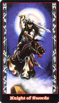 Knight of Swords Tarot card in Vampire Tarot Tarot deck
