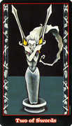 Two of Swords Tarot card in Vampire Tarot deck