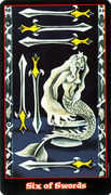 Six of Swords Tarot card in Vampire Tarot deck