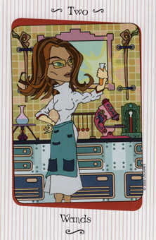 Two of Wands Tarot card in Vanessa Tarot deck