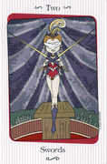 Two of Swords Tarot card in Vanessa deck