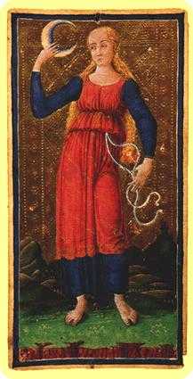 The Moon Tarot card in Visconti-Sforza Tarot deck