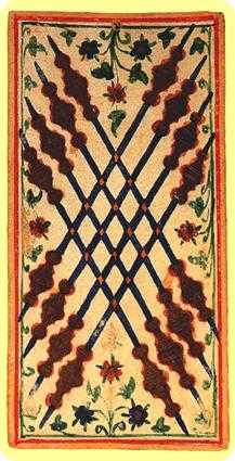 Eight of Wands Tarot card in Visconti-Sforza Tarot deck