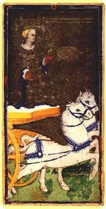 The Chariot Tarot card in Visconti-Sforza Tarot deck