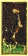 Knight of Swords Tarot card in Visconti-Sforza Tarot deck