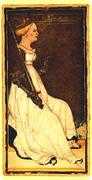 Queen of Swords Tarot card in Visconti-Sforza Tarot deck