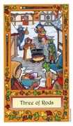 Three of Wands Tarot card in Whimsical Tarot deck