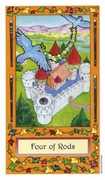 Four of Wands Tarot card in Whimsical Tarot deck