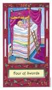Four of Swords Tarot card in Whimsical deck