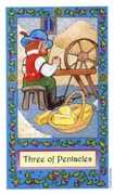 Three of Coins Tarot card in Whimsical Tarot deck