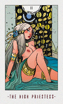 The High Priestess Tarot card in White Numen Tarot deck