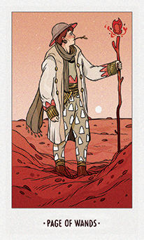 Page of Wands Tarot card in White Numen Tarot deck
