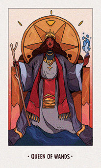 Queen of Wands Tarot card in White Numen Tarot deck