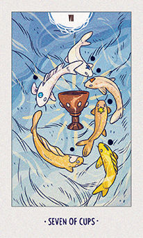 Seven of Cups Tarot card in White Numen Tarot deck