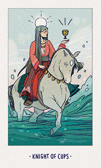 Knight of Cups Tarot card in White Numen Tarot deck