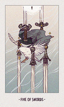 Five of Swords Tarot card in White Numen Tarot deck
