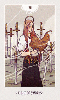 Eight of Swords Tarot card in White Numen Tarot deck