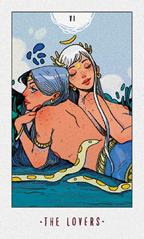 The Lovers Tarot card in White Numen Tarot deck