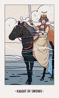 Knight of Swords Tarot card in White Numen Tarot deck