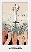 Ace of Swords Tarot card in White Numen deck