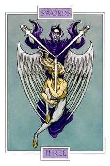 Three of Swords Tarot card in Winged Spirit Tarot Tarot deck