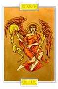 Queen of Wands Tarot card in Winged Spirit Tarot deck