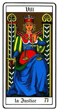 Justice Tarot card in Oswald Wirth Tarot deck