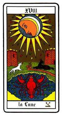 The Moon Tarot card in Oswald Wirth Tarot deck