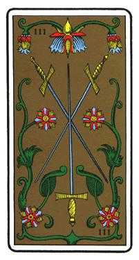 Three of Swords Tarot card in Oswald Wirth Tarot deck