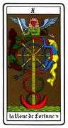 Wheel of Fortune Tarot card in Oswald Wirth Tarot deck