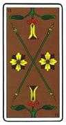 Two of Wands Tarot card in Oswald Wirth deck